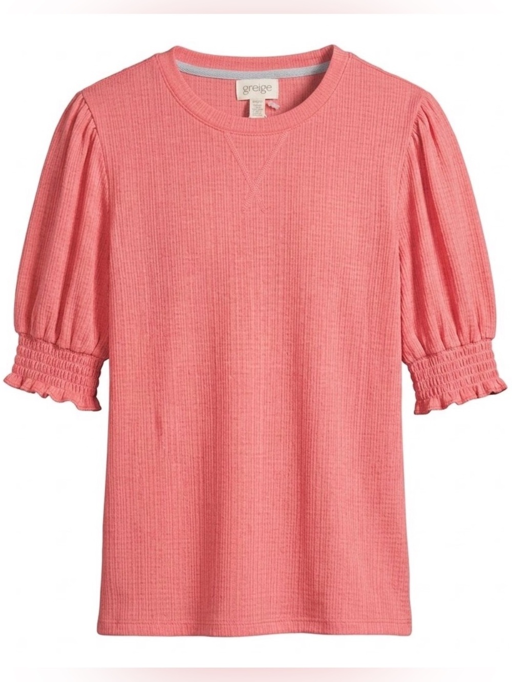 Greige || NWT || Pink Coral Puff Elbow Top